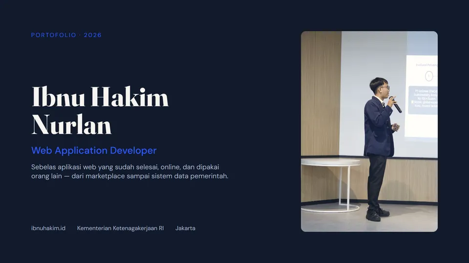 Cover of the portfolio deck: Ibnu Hakim Nurlan, Web Application Developer